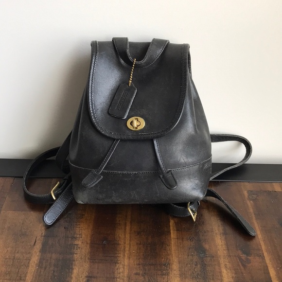 coach leather drawstring backpack